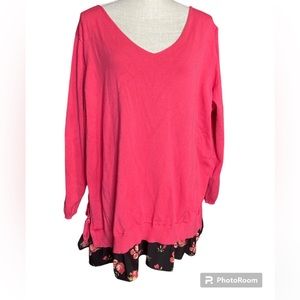 Floral Shirt Edged Sweater